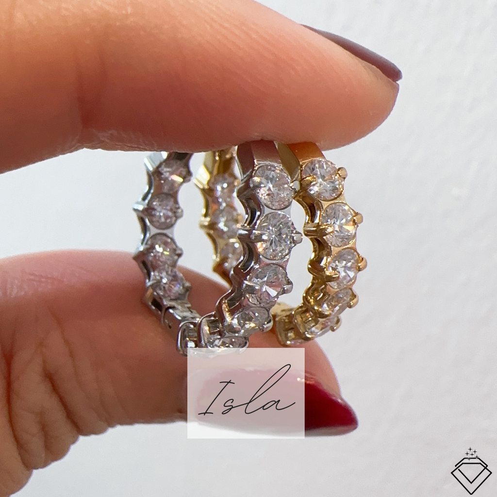 [LOVE] Isla Diamond Earring Hoops (Silver/Gold)