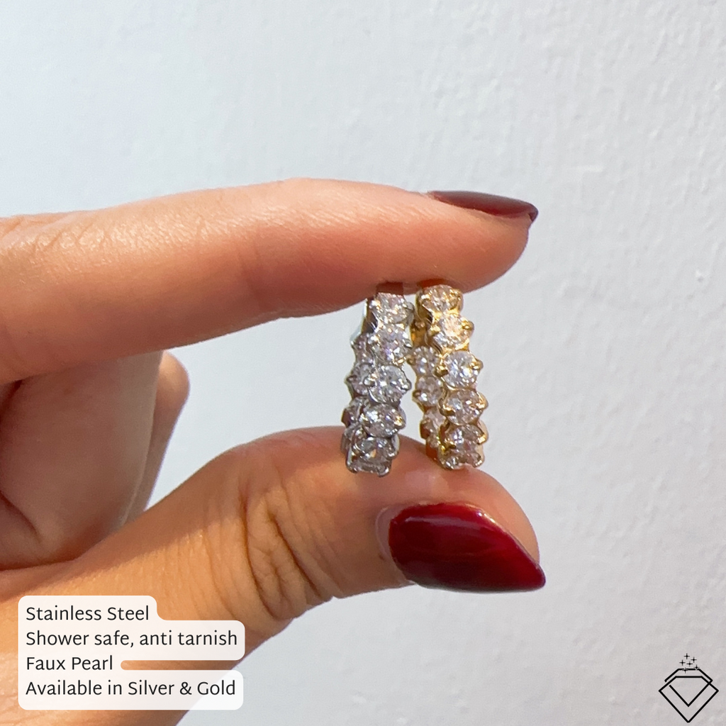 [LOVE] Isla Diamond Earring Hoops (Silver/Gold)