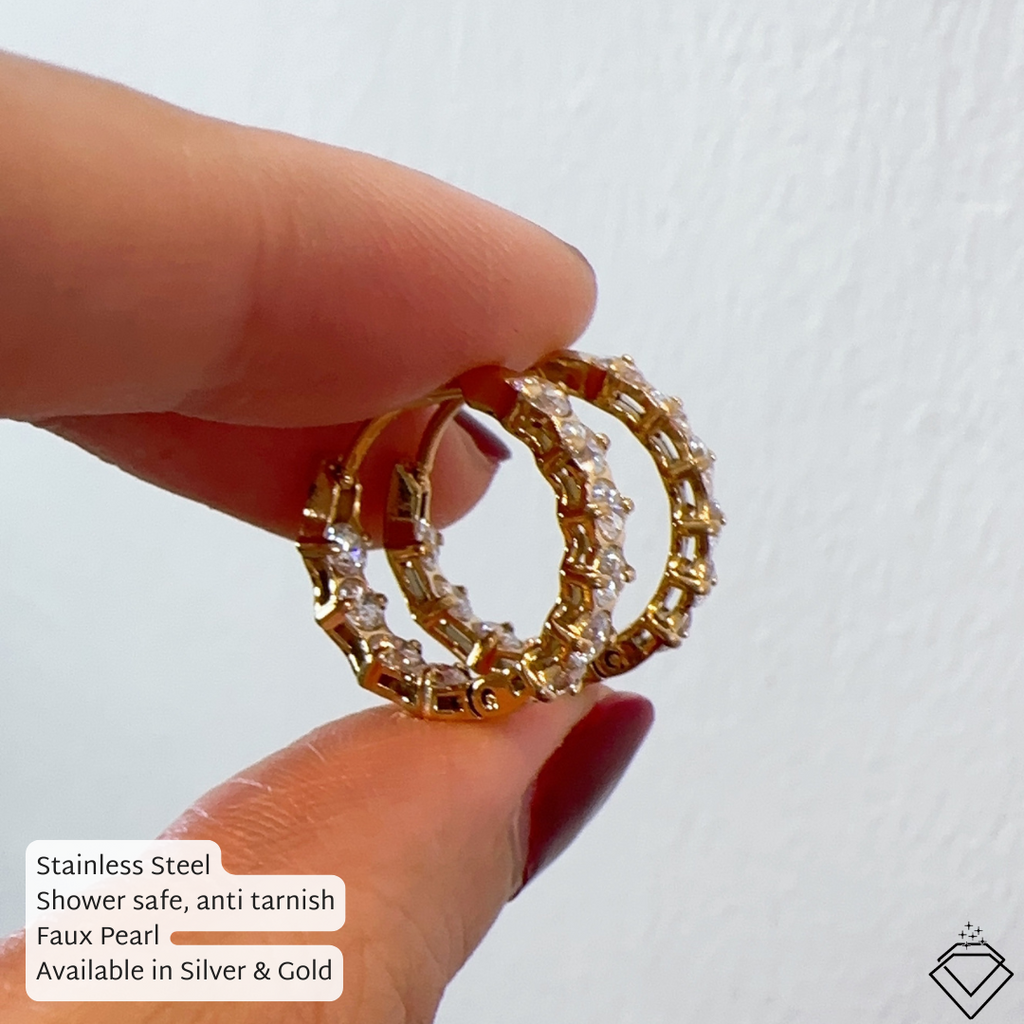 [LOVE] Isla Diamond Earring Hoops (Silver/Gold)