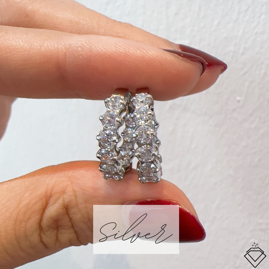 [LOVE] Isla Diamond Earring Hoops (Silver/Gold)