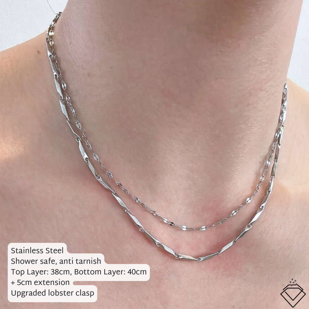 [FLOW] Kelly Everyday Double Layer Necklace (Silver/Gold)