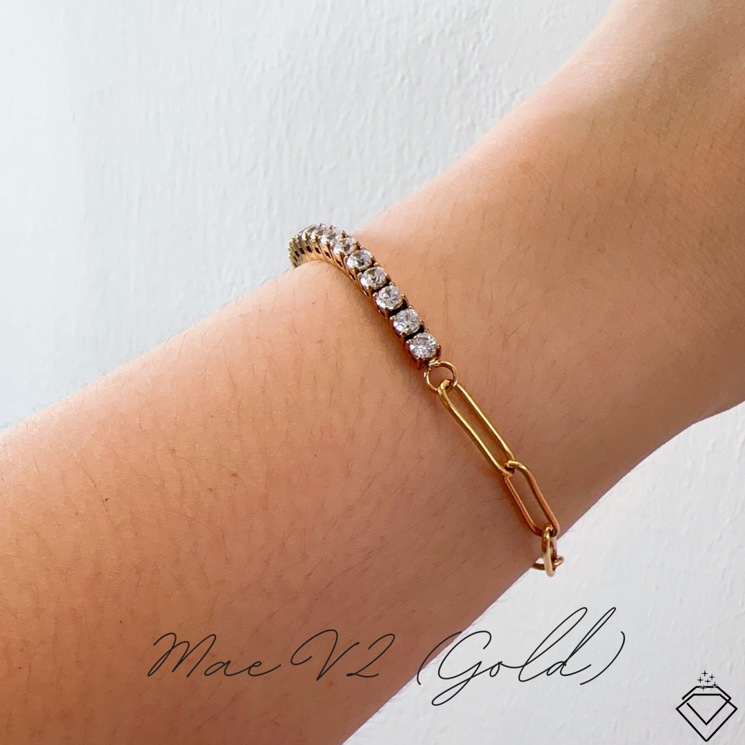 [BECOMING] Mae Half Tennis Paperclip Bracelet (Silver/Gold)