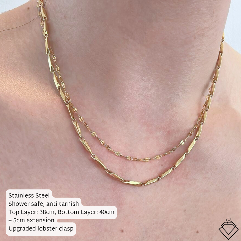 [FLOW] Kelly Everyday Double Layer Necklace (Silver/Gold)