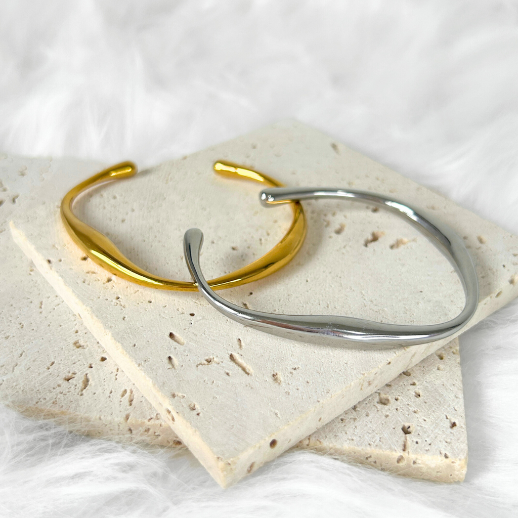 [FLOW] Wave Cuff Adjustable Bangle (Silver/Gold)