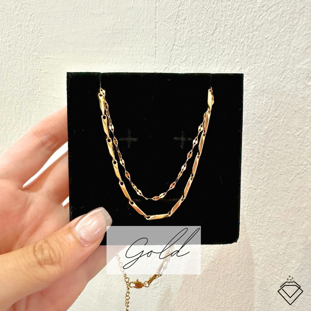 [FLOW] Kelly Everyday Double Layer Necklace (Silver/Gold)
