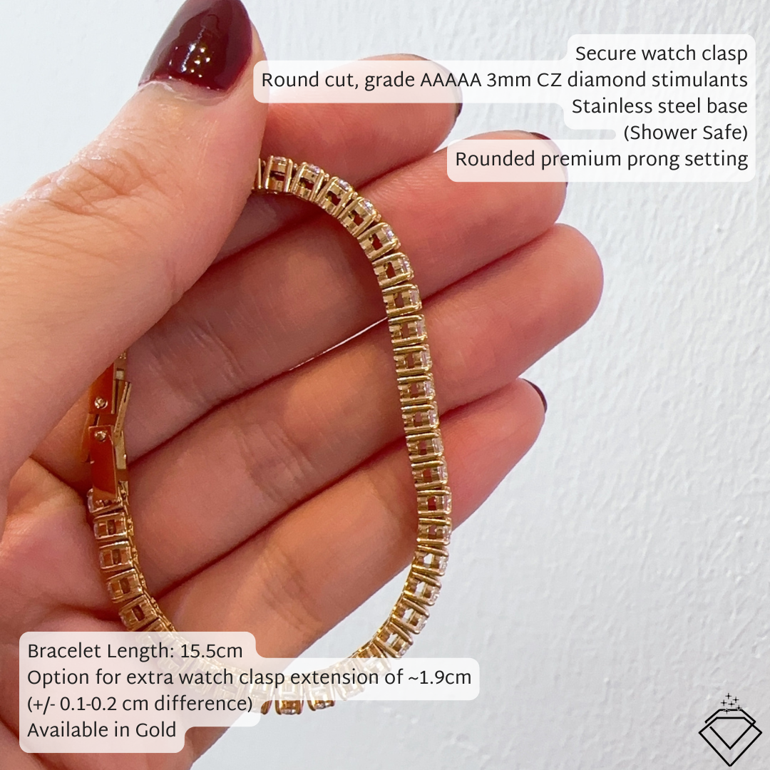 [BECOMING] Ella Bestie Tennis Bracelet (Gold)