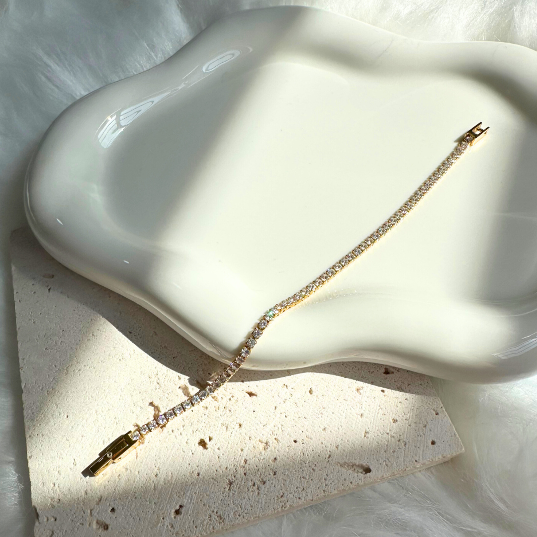[BECOMING] Ella Dainty Full Tennis Bracelet (2mm) (Silver/Gold)