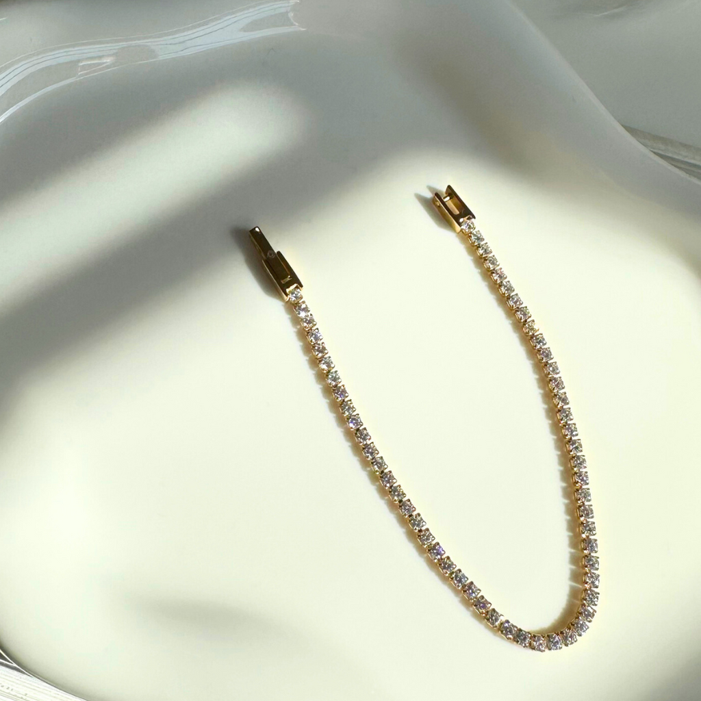 [BECOMING] Ella Dainty Full Tennis Bracelet (2mm) (Silver/Gold)