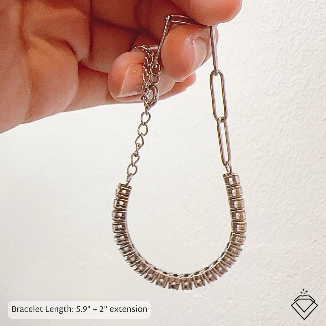 [BECOMING] Mae Half Tennis Paperclip Bracelet (Silver/Gold)