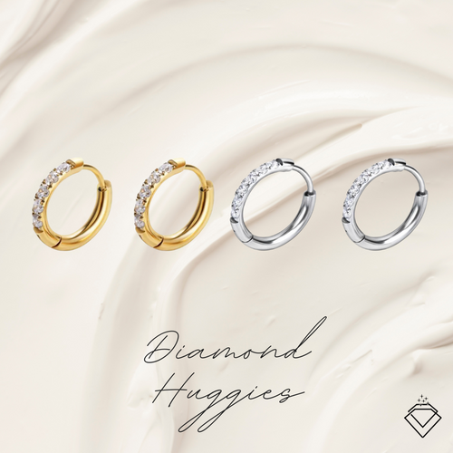 [40% OFF UNLOCKED JUST FOR TODAY] Mini Diamond Huggies Earrings (Silver/Gold)