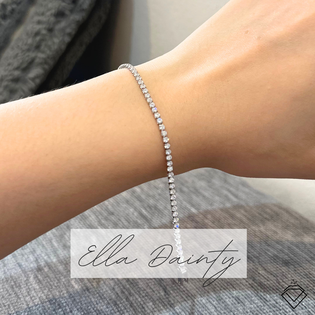 [BECOMING] Ella Dainty Full Tennis Bracelet (2mm) (Silver/Gold)