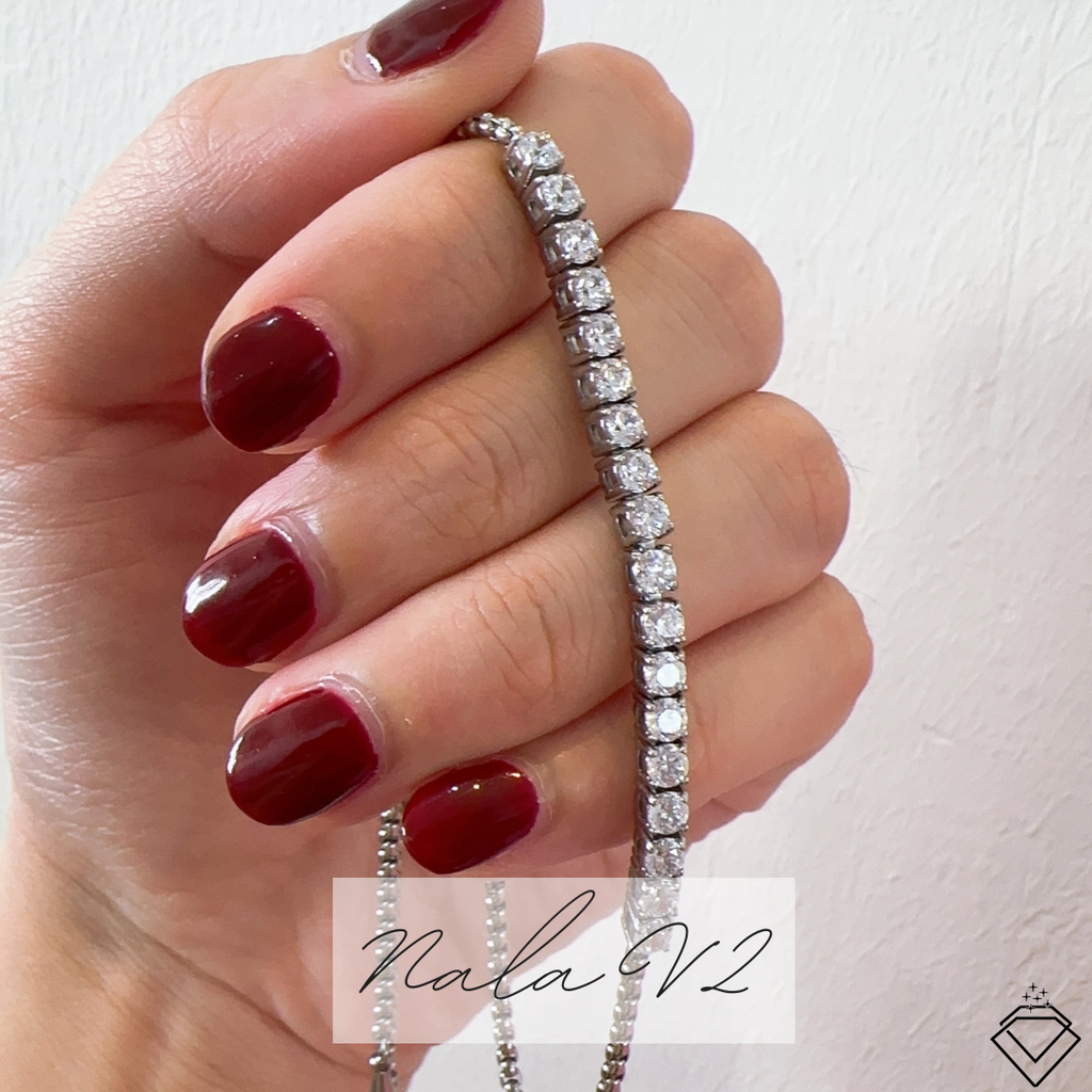 [BECOMING] Nala Dainty Half Tennis Bracelet (Push/Pull) (Silver)