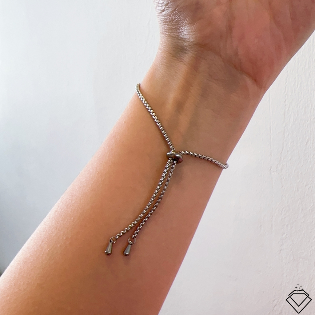 [BECOMING] Nala Dainty Half Tennis Bracelet (Push/Pull) (Silver)