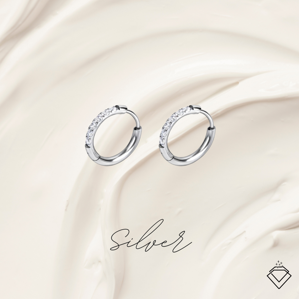 [40% OFF UNLOCKED JUST FOR TODAY] Mini Diamond Huggies Earrings (Silver/Gold)
