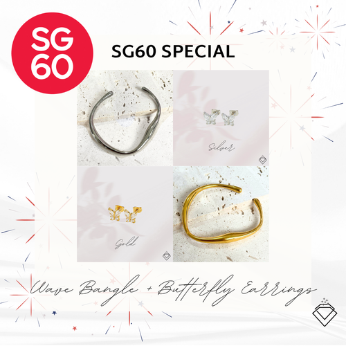 SG60 Special: Wave Cuff Bangle + Butterfly Earrings