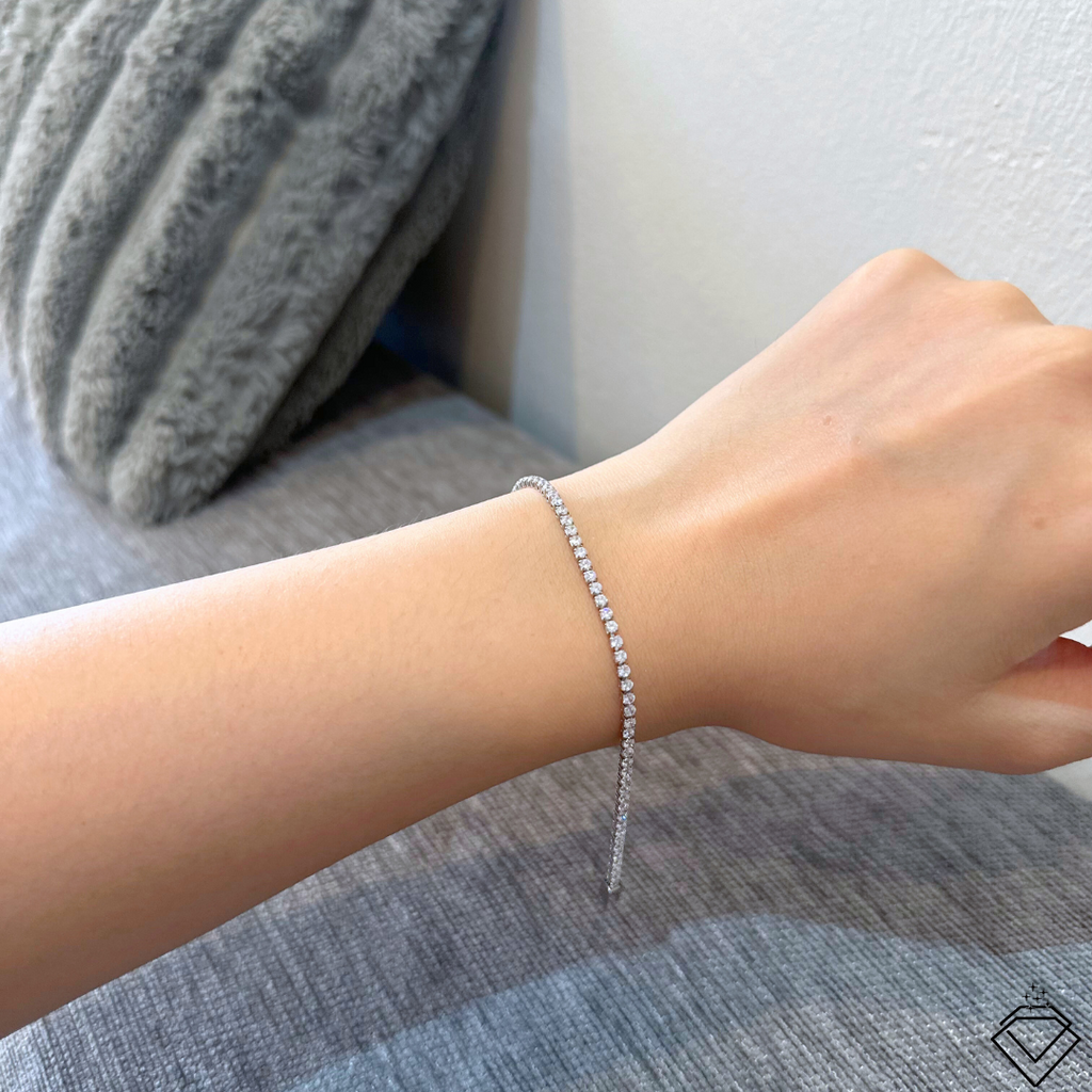 [BECOMING] Ella Dainty Full Tennis Bracelet (2mm) (Silver/Gold)