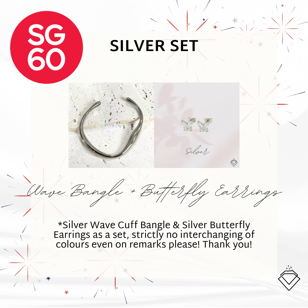 SG60 Special: Wave Cuff Bangle + Butterfly Earrings