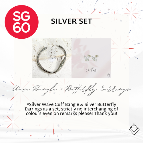 SG60 Special: Wave Cuff Bangle + Butterfly Earrings