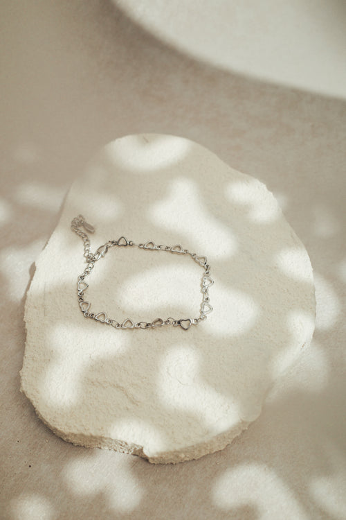 Aria Linked Hearts Stacker Bracelet (Silver/Gold)