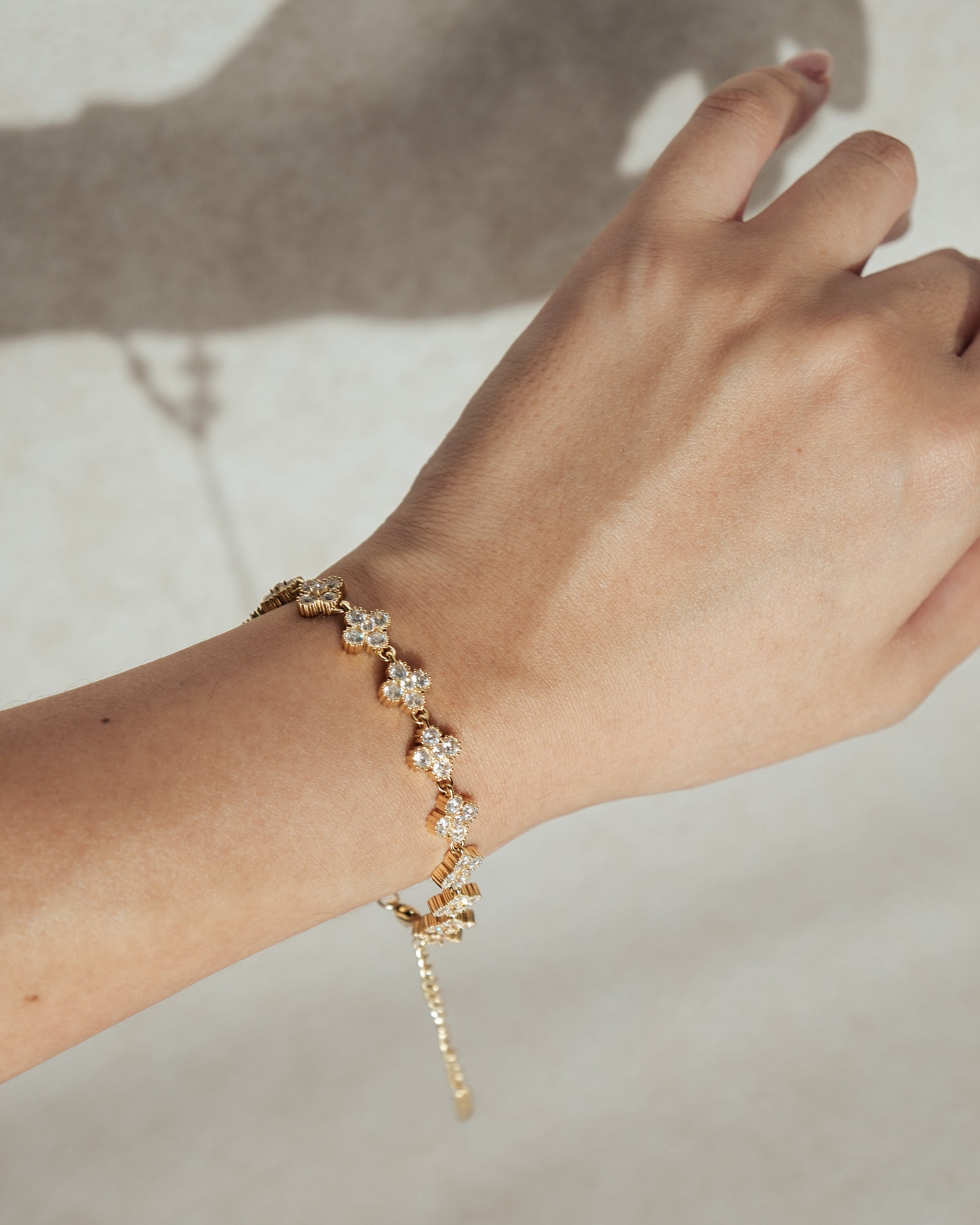 Ella Flower Signature Adjustable Tennis Bracelet (Silver/Gold)