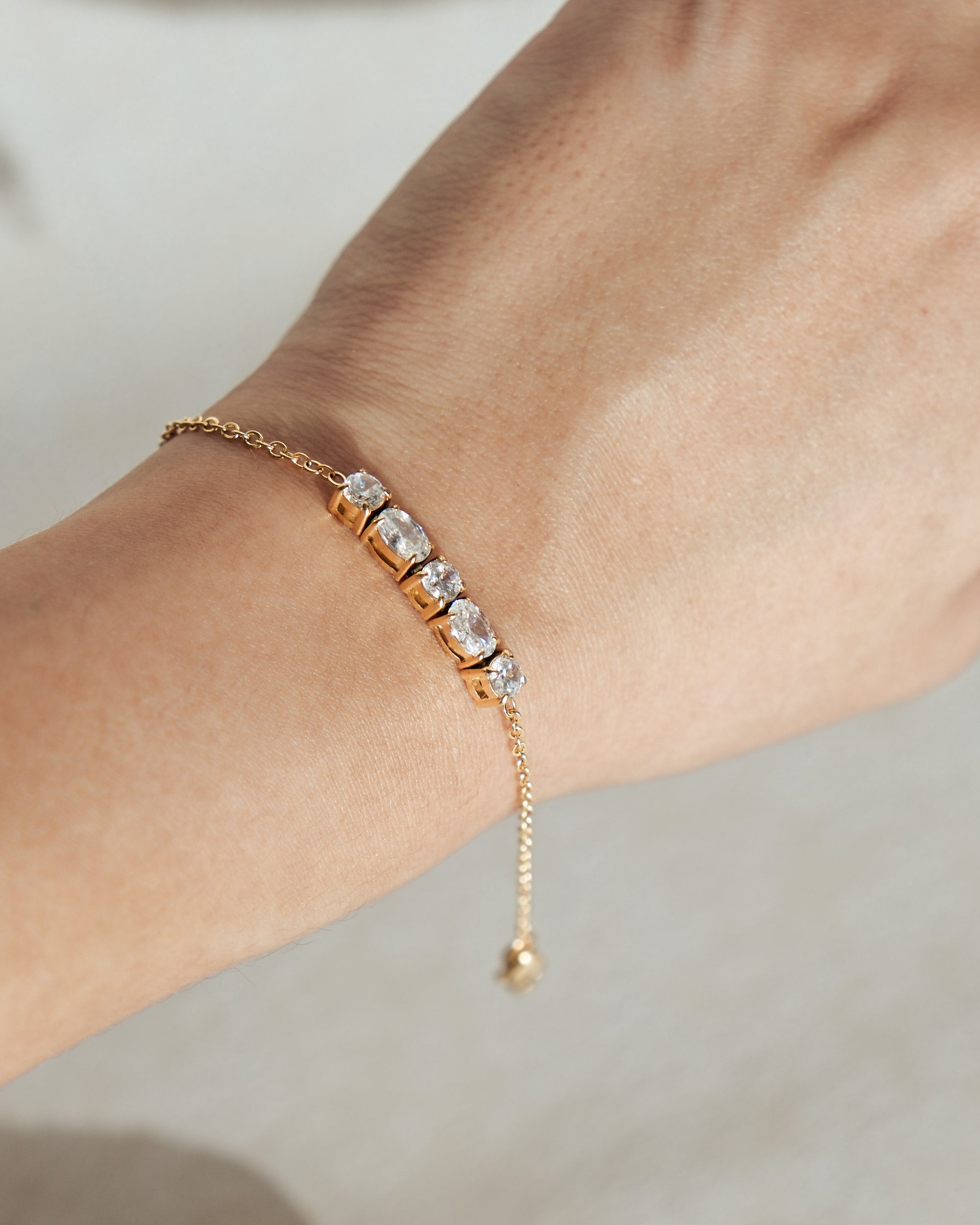 [60LIGHTS] Halo Accent Half Tennis Bracelet (Silver/Gold)