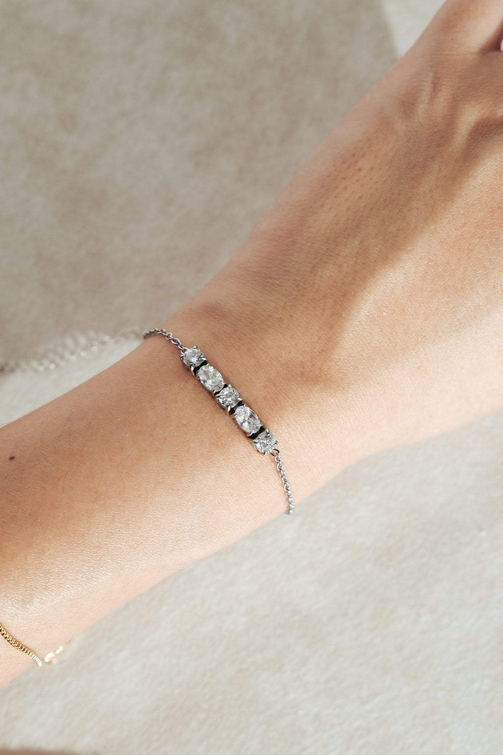 [60LIGHTS] Halo Accent Half Tennis Bracelet (Silver/Gold)