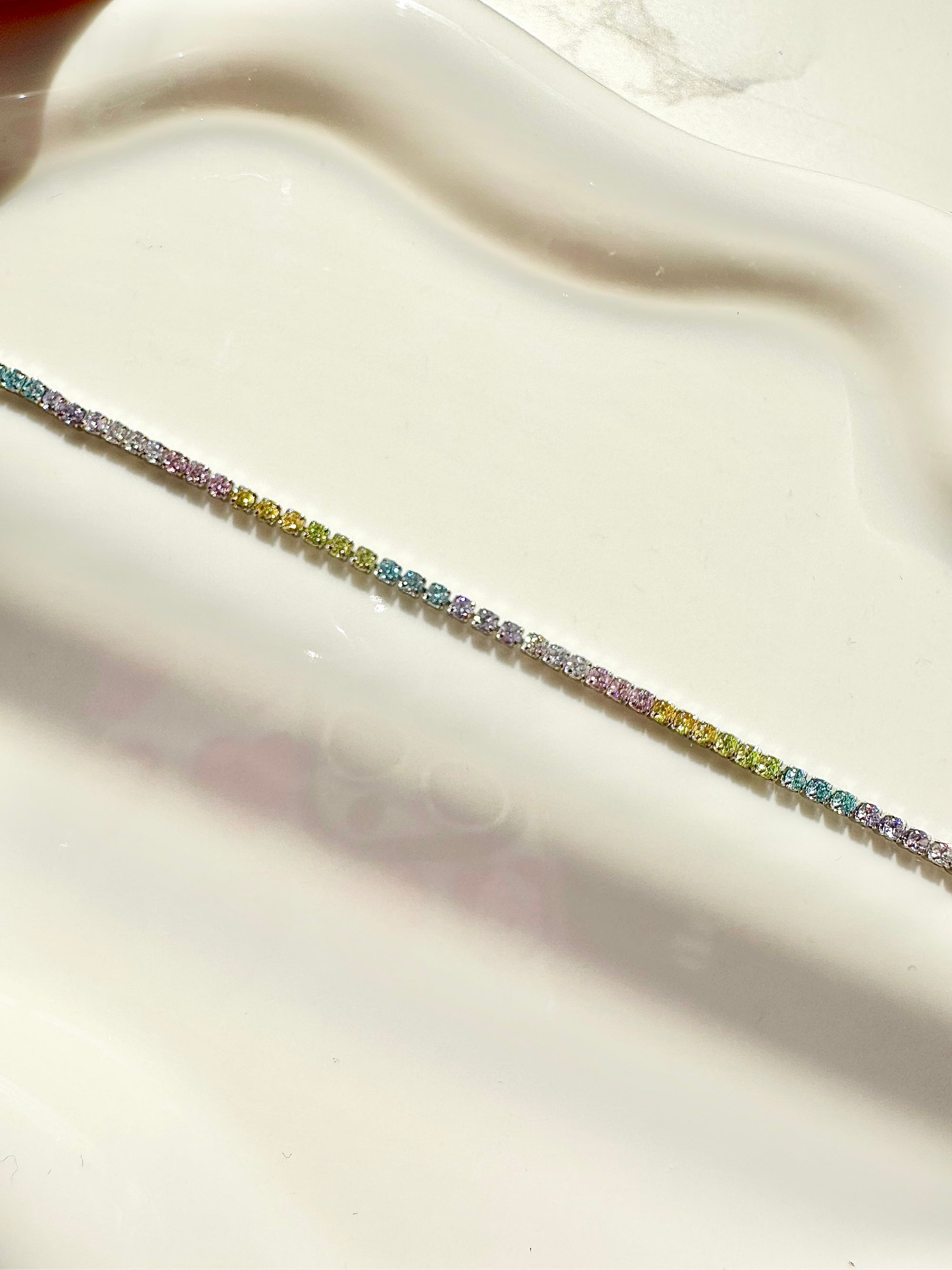 [LTD ED] Rainbow Ella Dainty Stainless Steel Full Tennis Bracelet