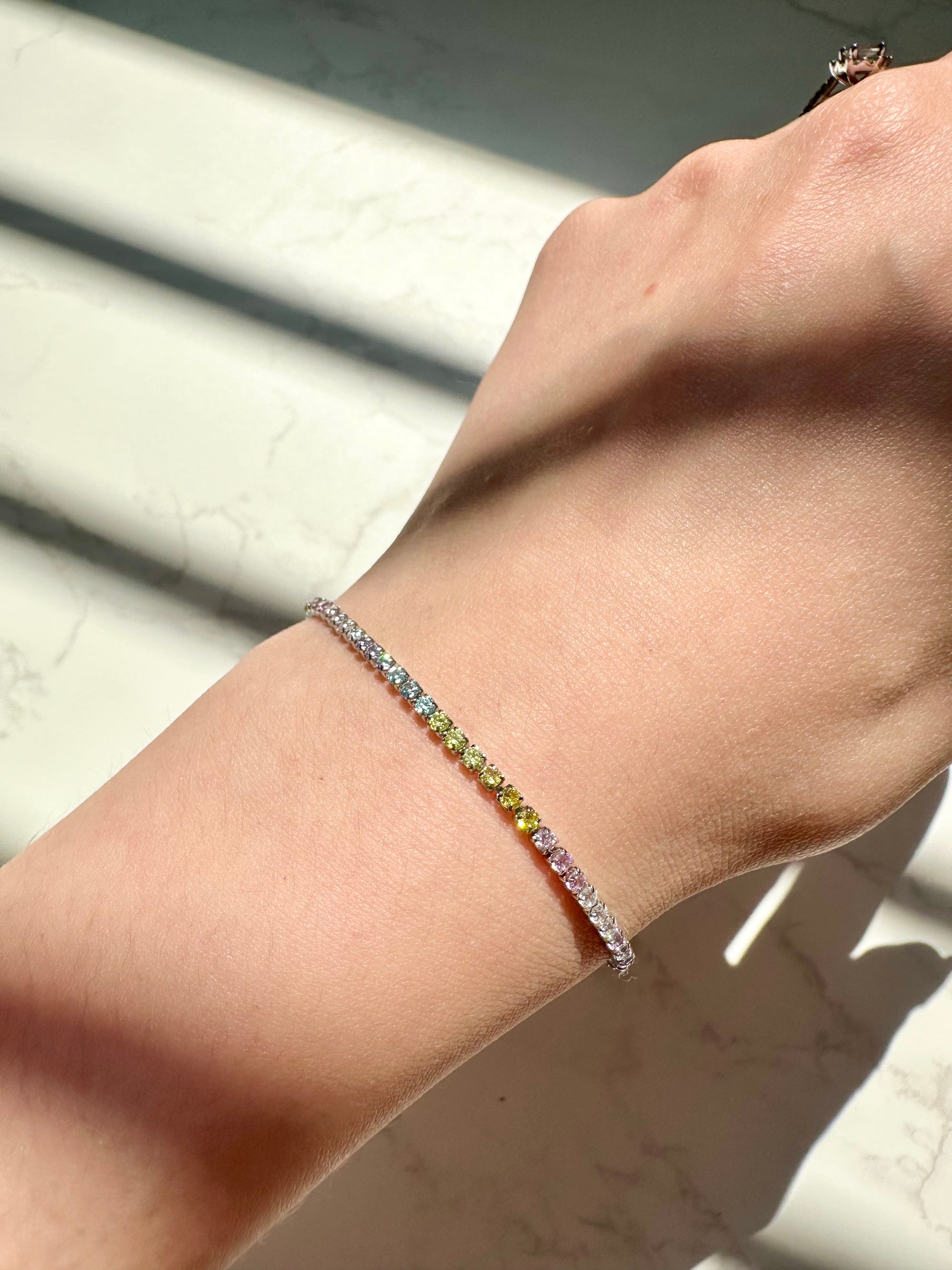 [LTD ED] Rainbow Ella Dainty Stainless Steel Full Tennis Bracelet