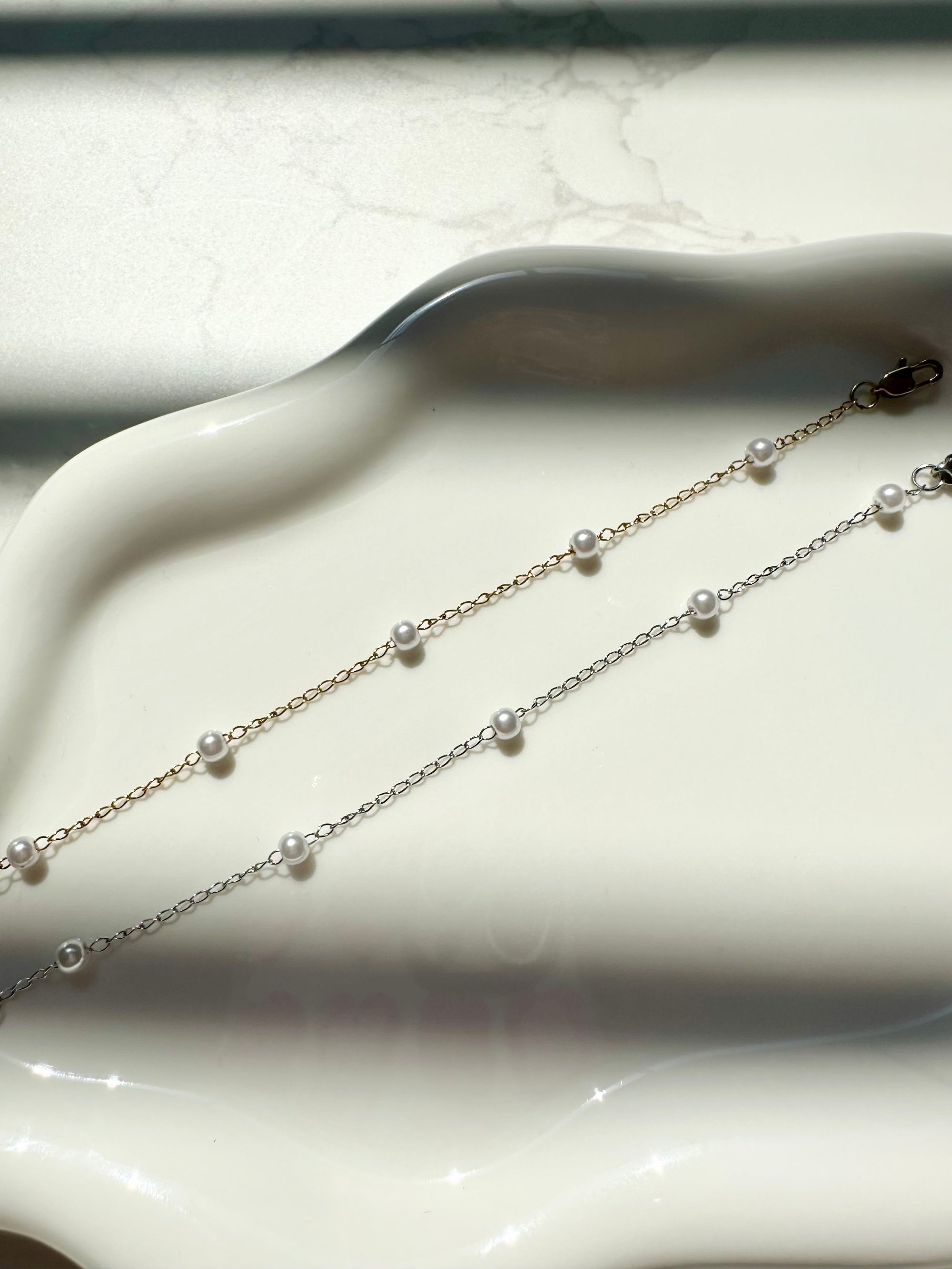 [CONNECTION] Celine Faux Pearl Stacker SS Bracelet