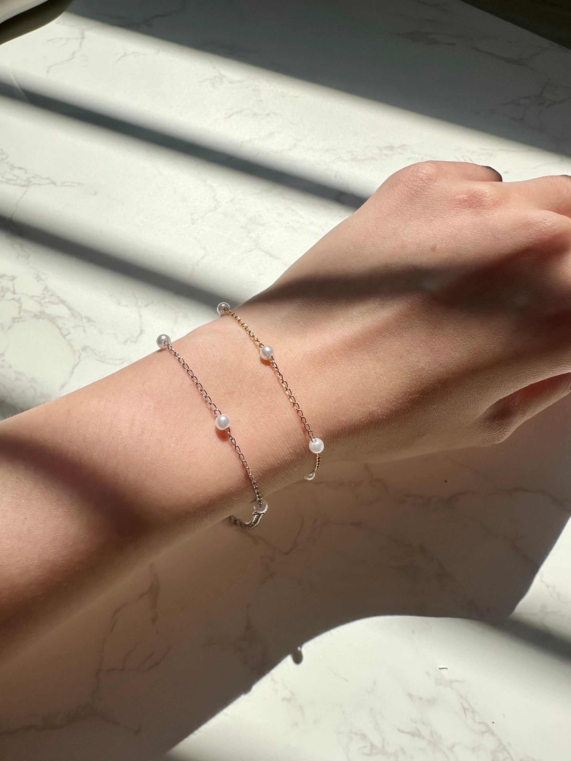 [CONNECTION] Celine Faux Pearl Stacker SS Bracelet