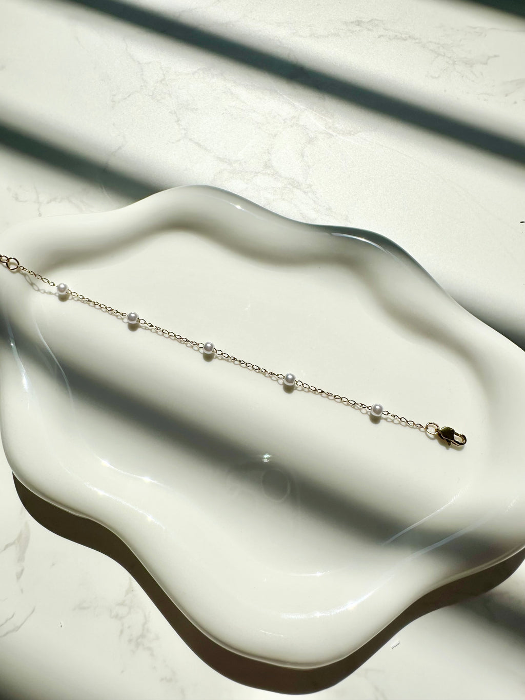 Celine Faux Pearl Stacker Bracelet (Silver/Gold)