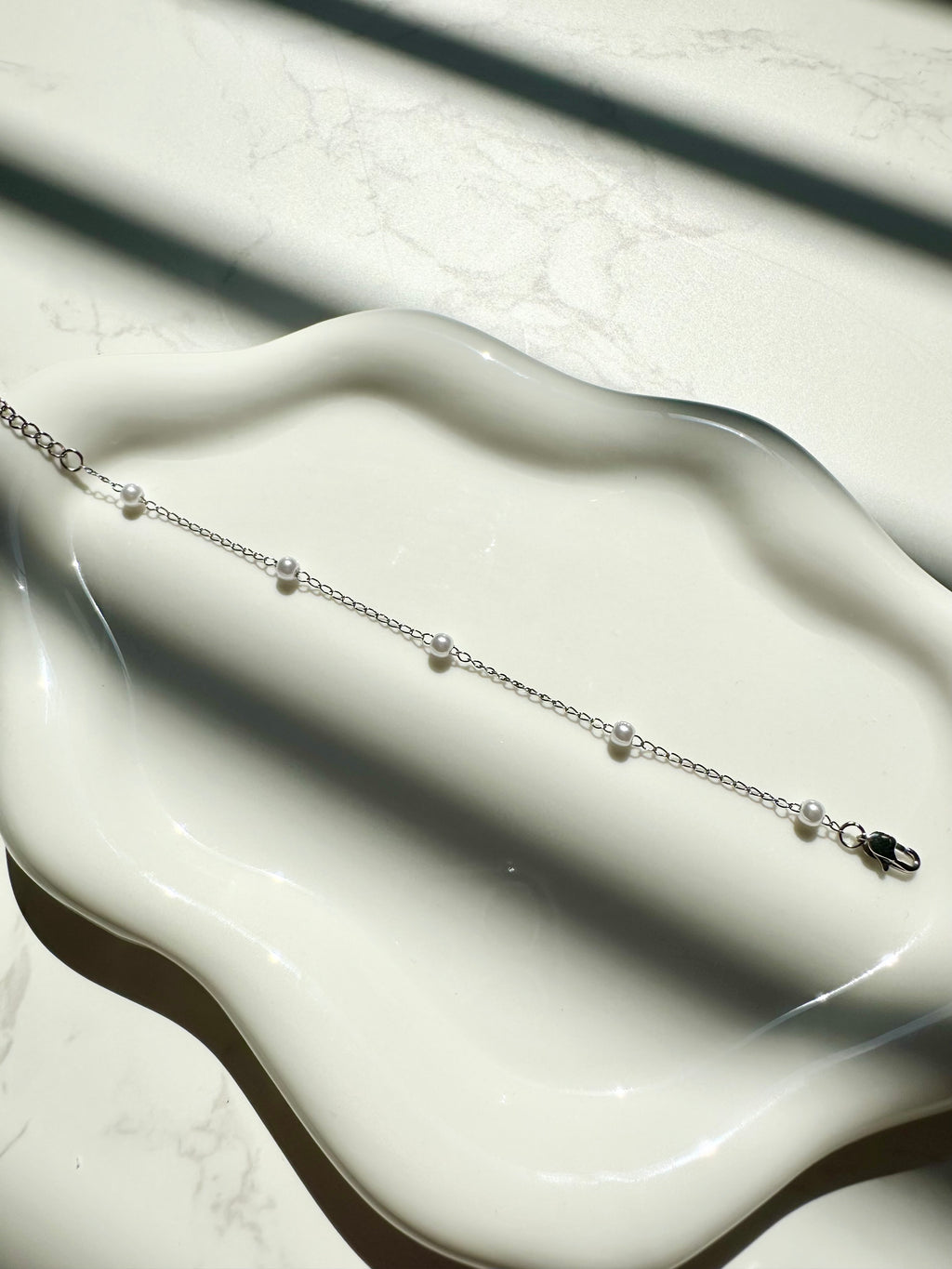 Celine Faux Pearl Stacker Bracelet (Silver/Gold)