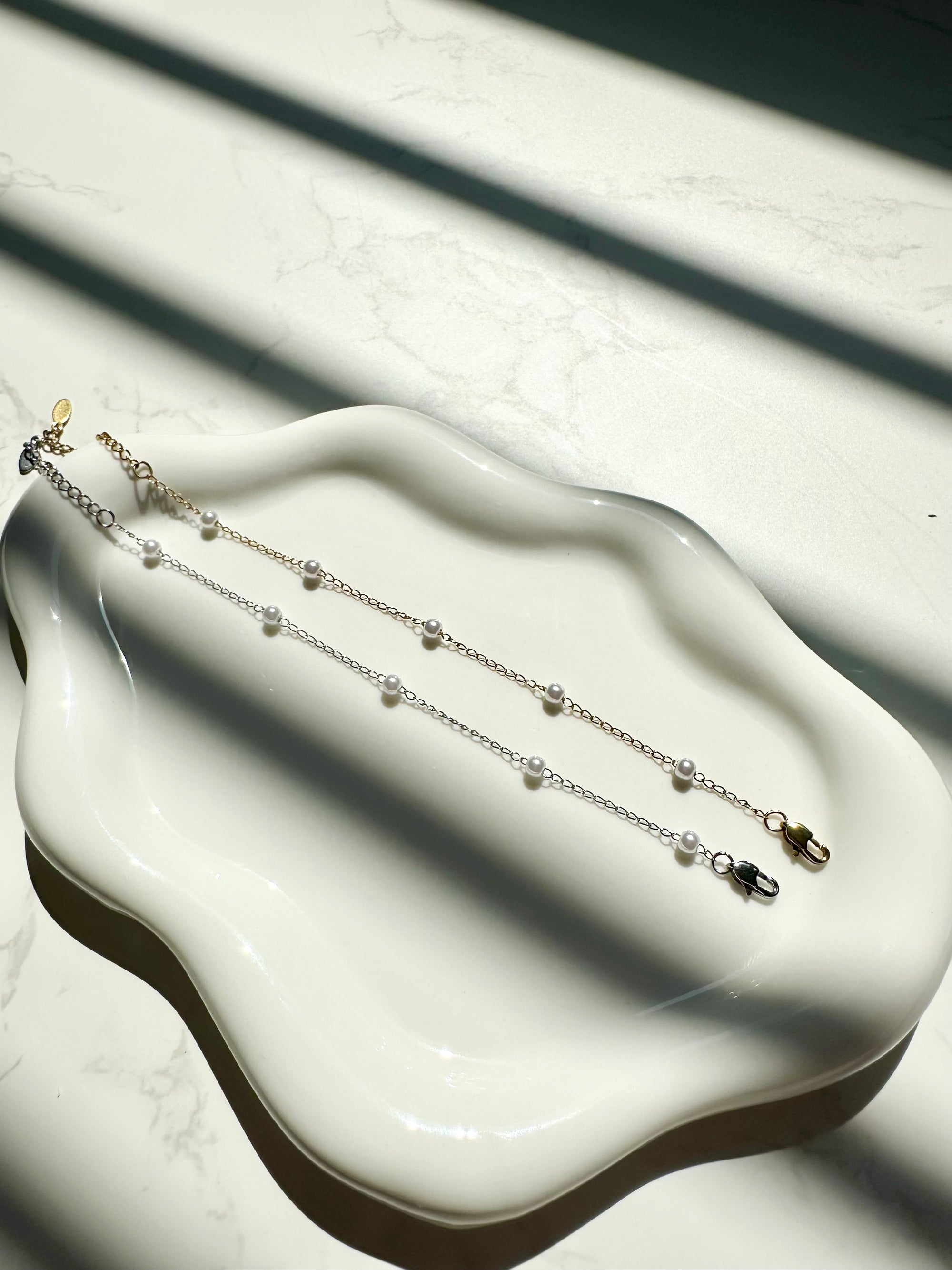 [CONNECTION] Celine Faux Pearl Stacker SS Bracelet
