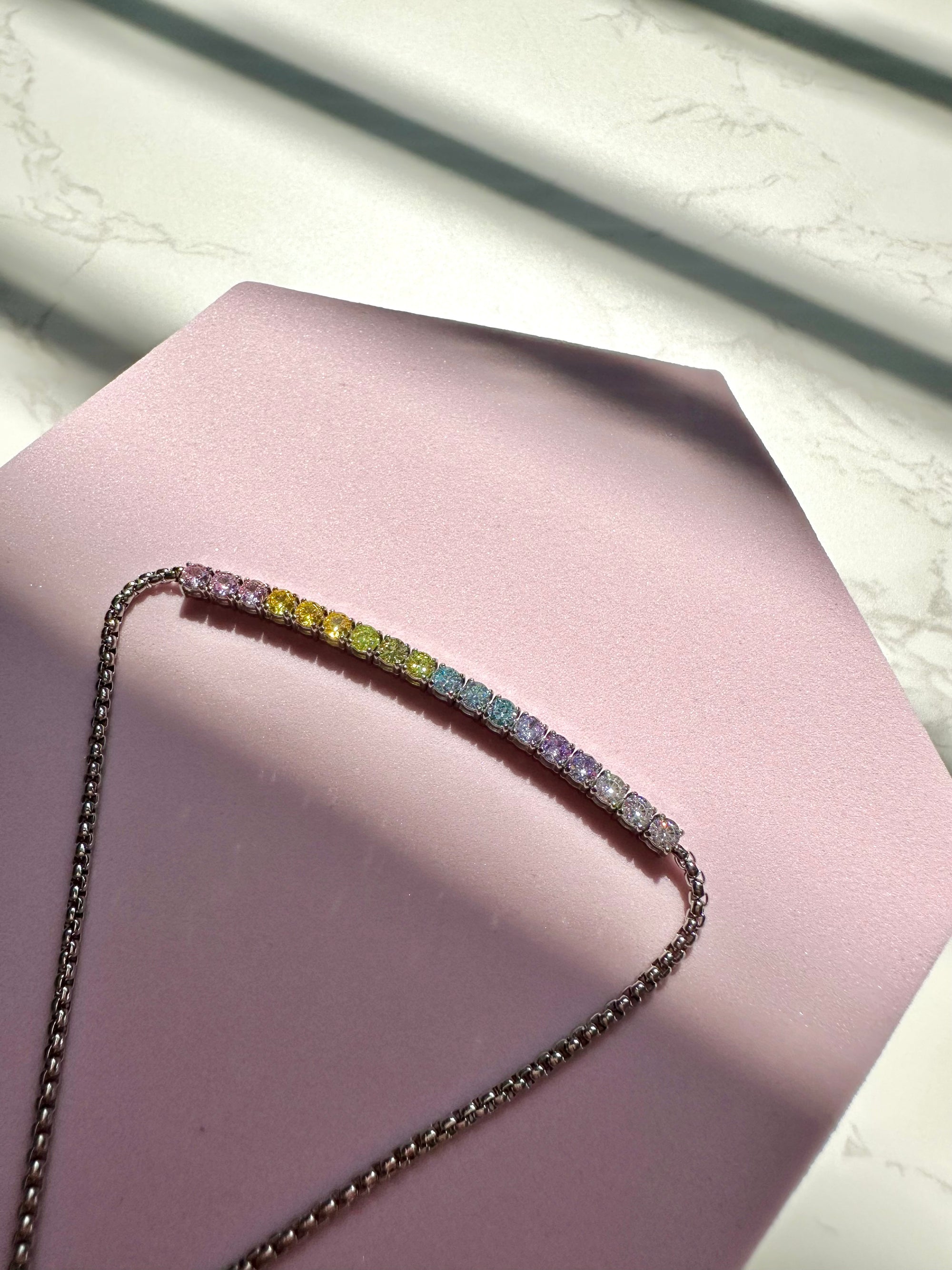 [LTD ED] Rainbow Nala (Dainty) Stainless Steel Half Tennis Bracelet