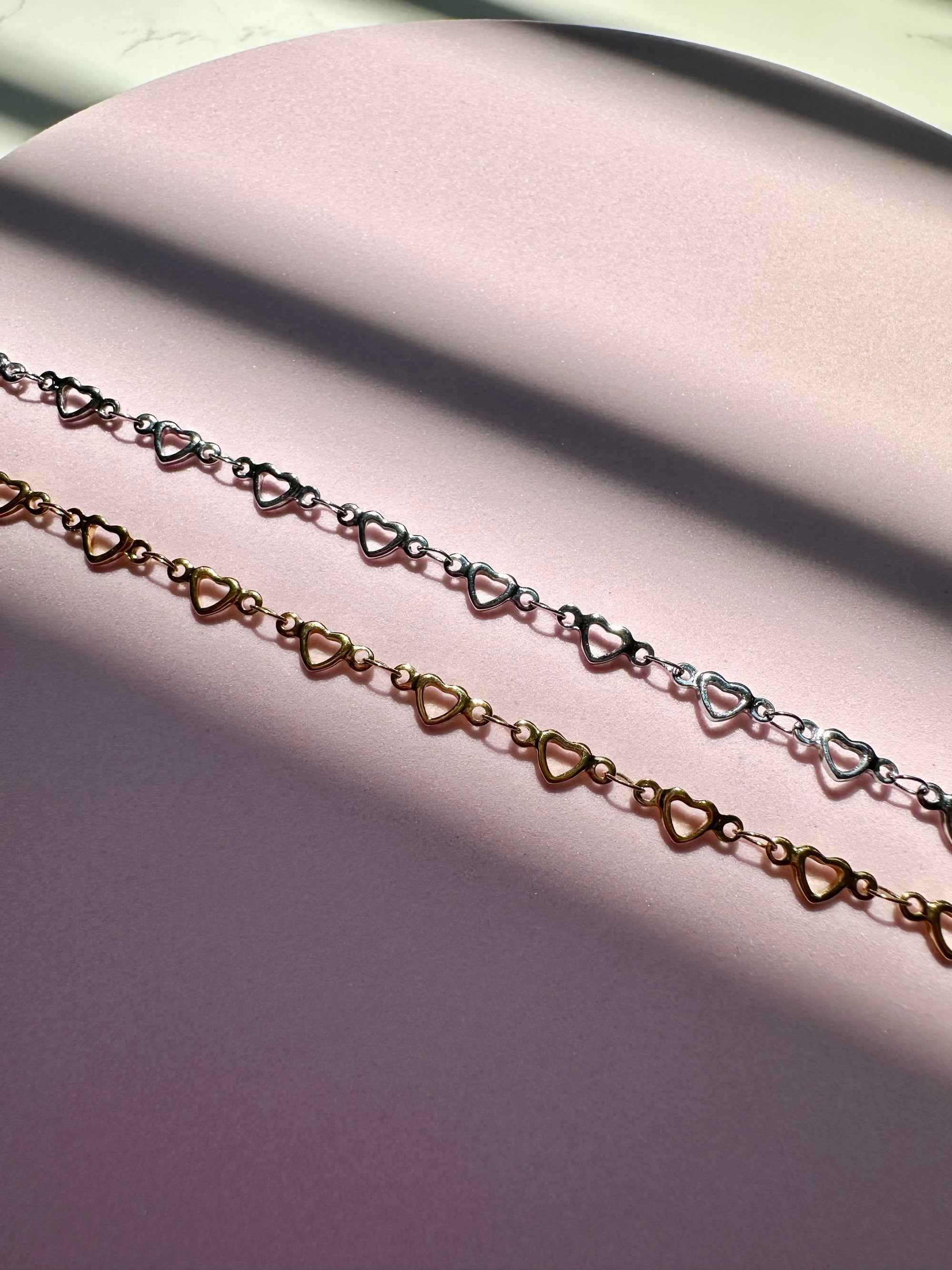 [LOVE] Aria Linked Hearts Stacker Stainless Steel Bracelet