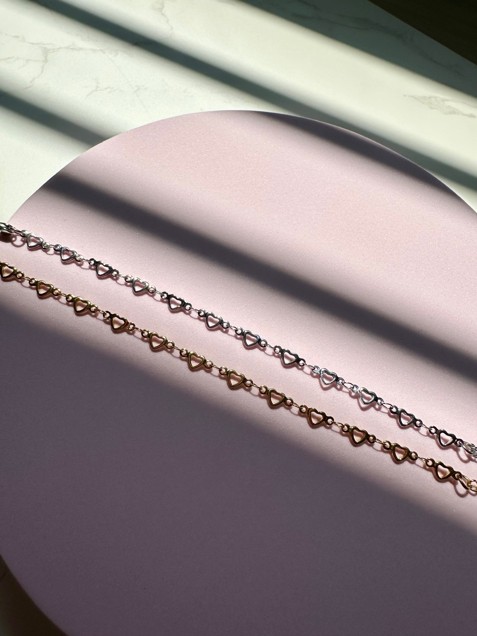 [LOVE] Aria Linked Hearts Stacker Stainless Steel Bracelet