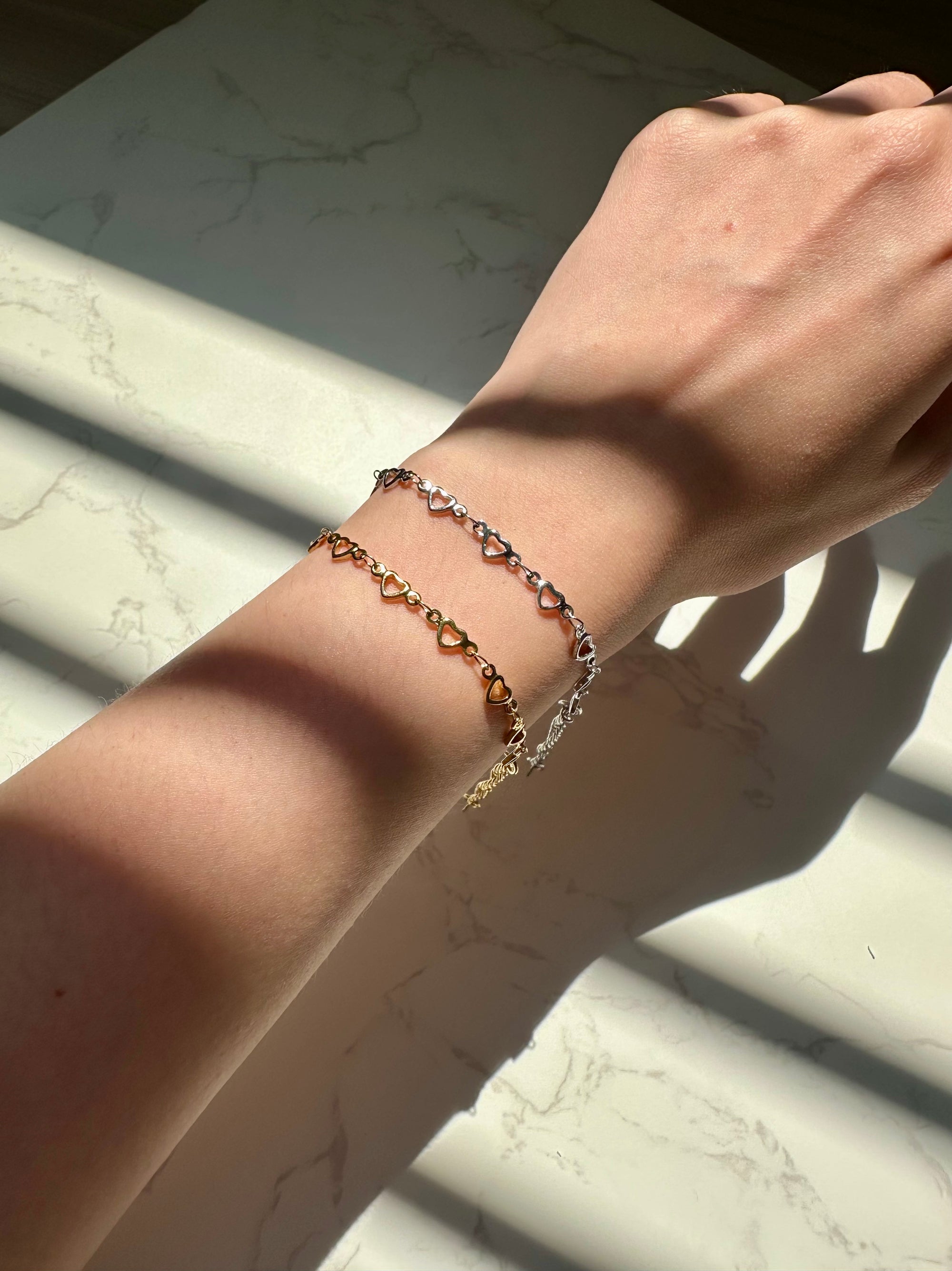 [LOVE] Aria Linked Hearts Stacker Stainless Steel Bracelet