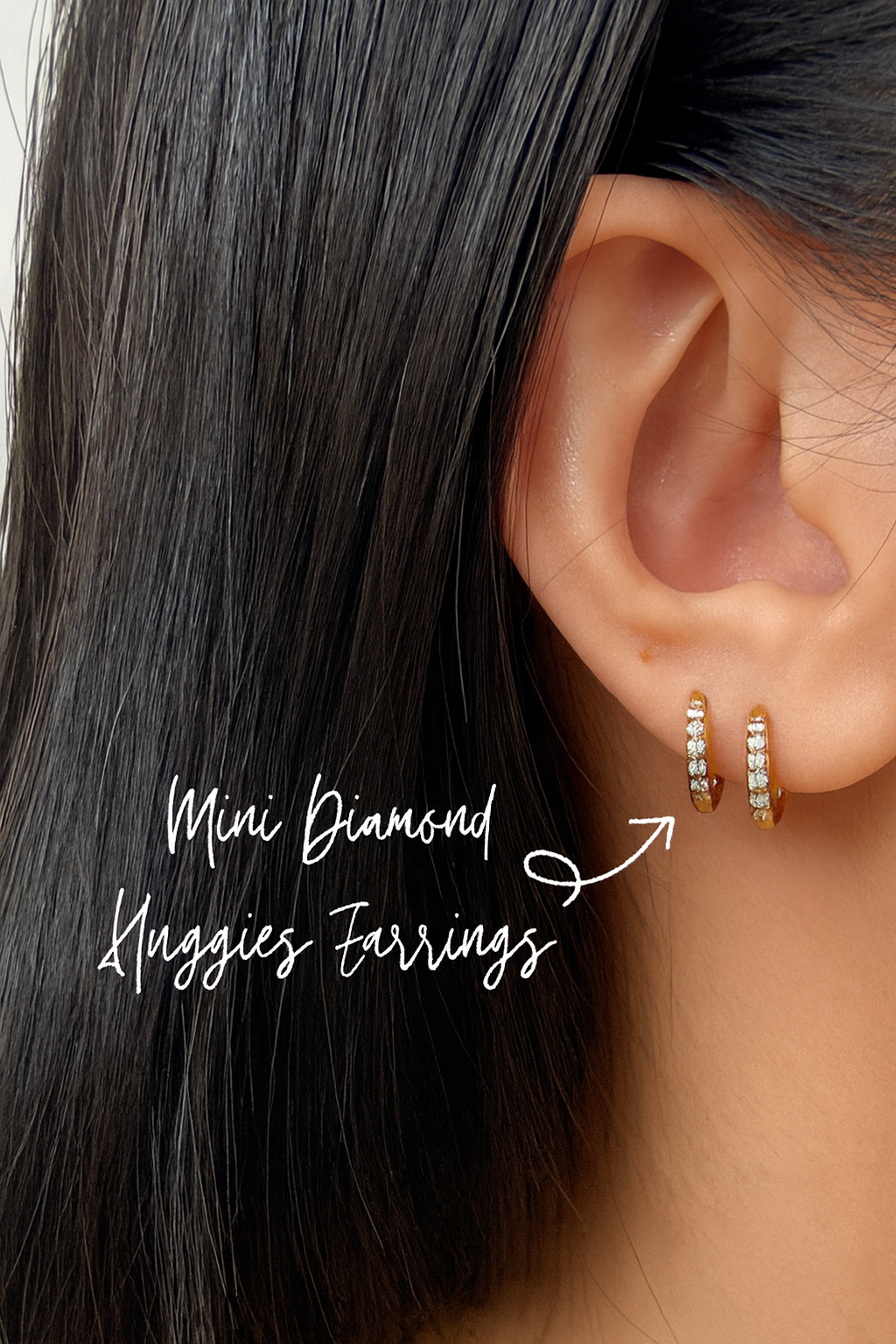 Mini Diamond Signature Huggies Earrings (Silver/Gold/Rose Gold)