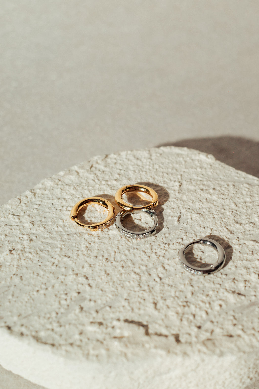 Mini Diamond Signature Huggies Earrings (Silver/Gold/Rose Gold)