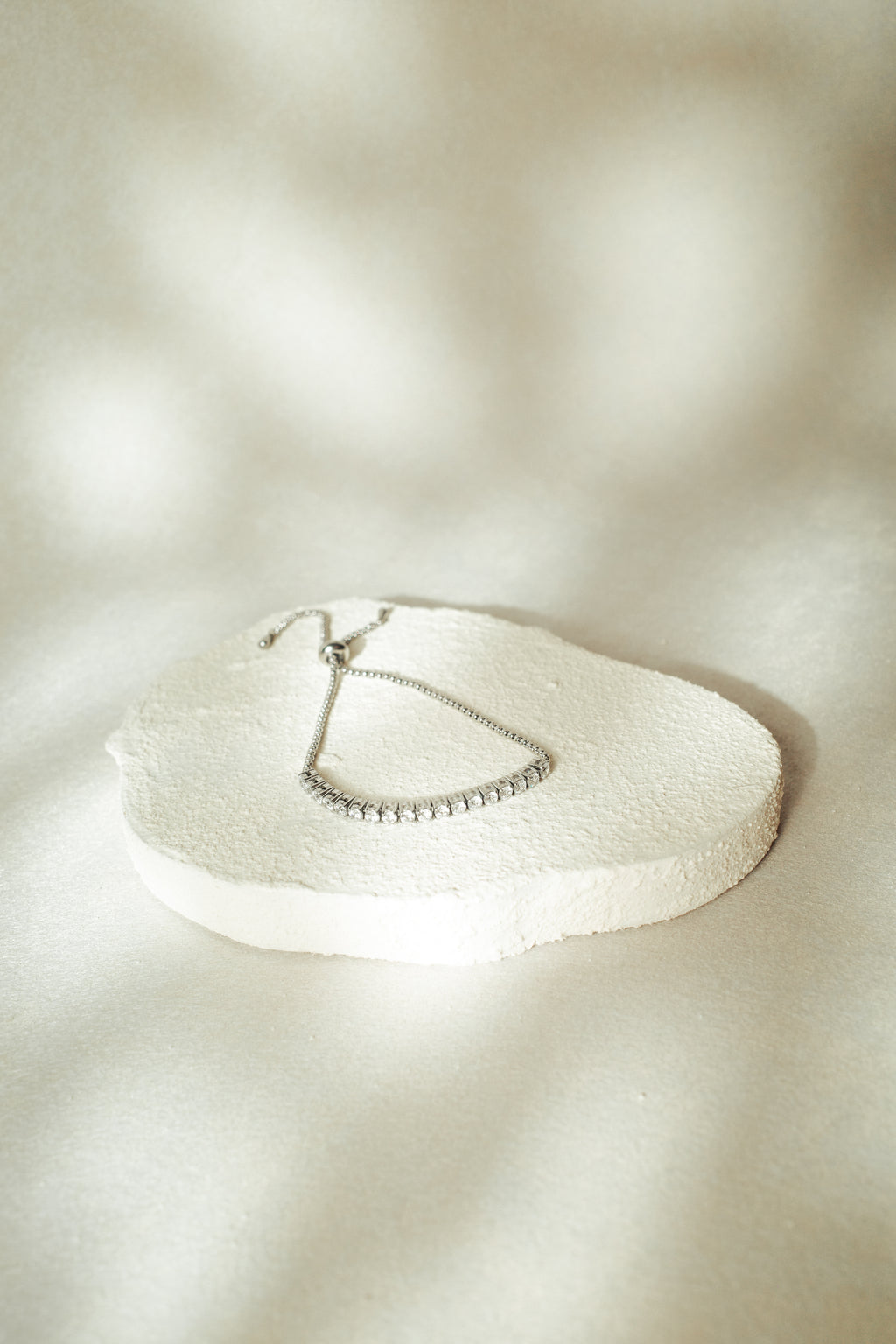 Nala Dainty Half Tennis Signature Bracelet (Push/Pull) (Silver)