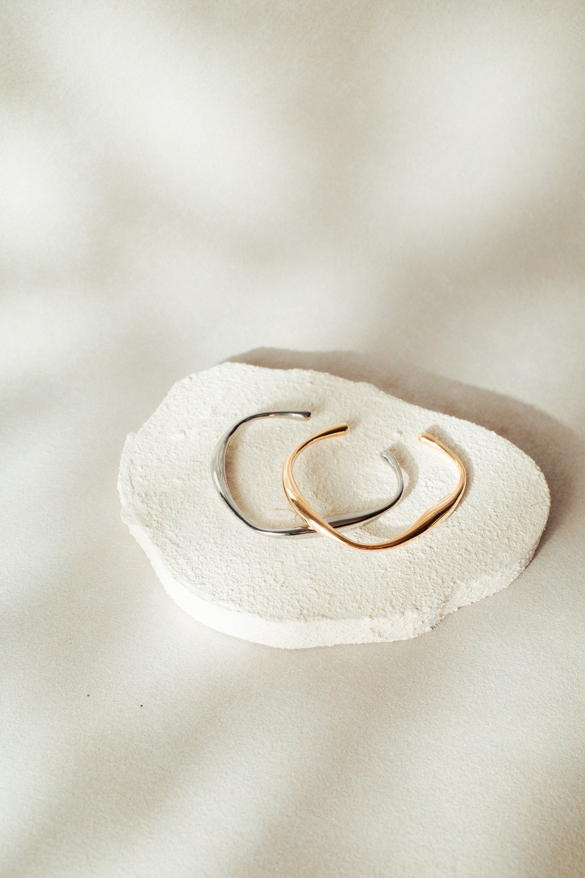 Wave Cuff Adjustable Accent Bangle (Silver/Gold)