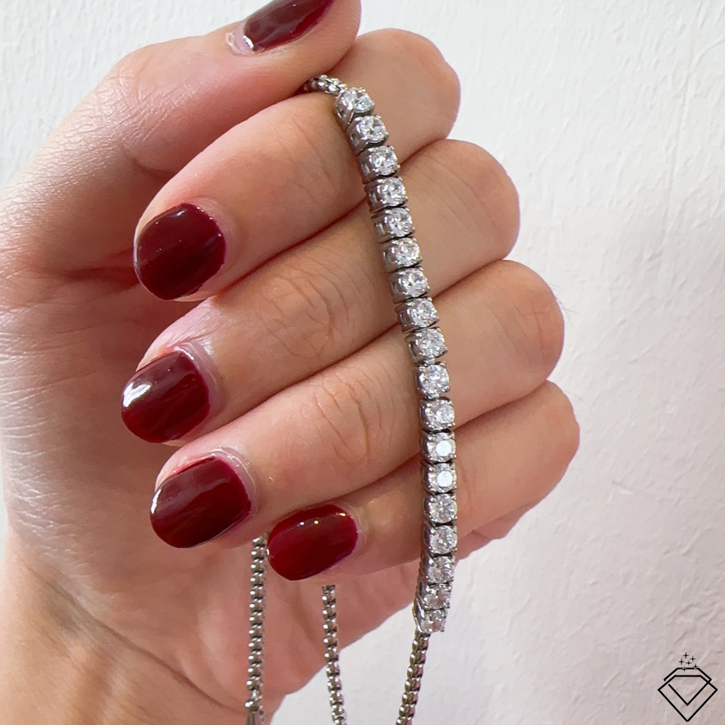 [BECOMING] Nala Dainty Half Tennis Bracelet (Push/Pull) (Silver)
