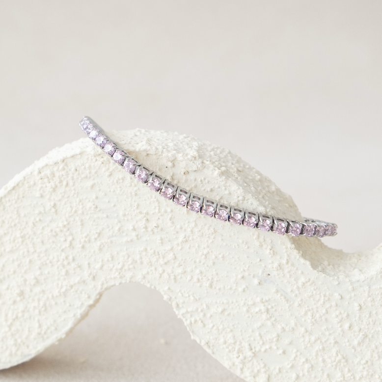 [ACCENT] Ella Baby Pink Stainless Steel Full Tennis Bracelet