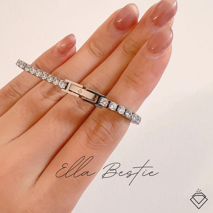 [SIGNATURE] Ella (Bestie) Silver Stainless Steel Tennis Bracelet