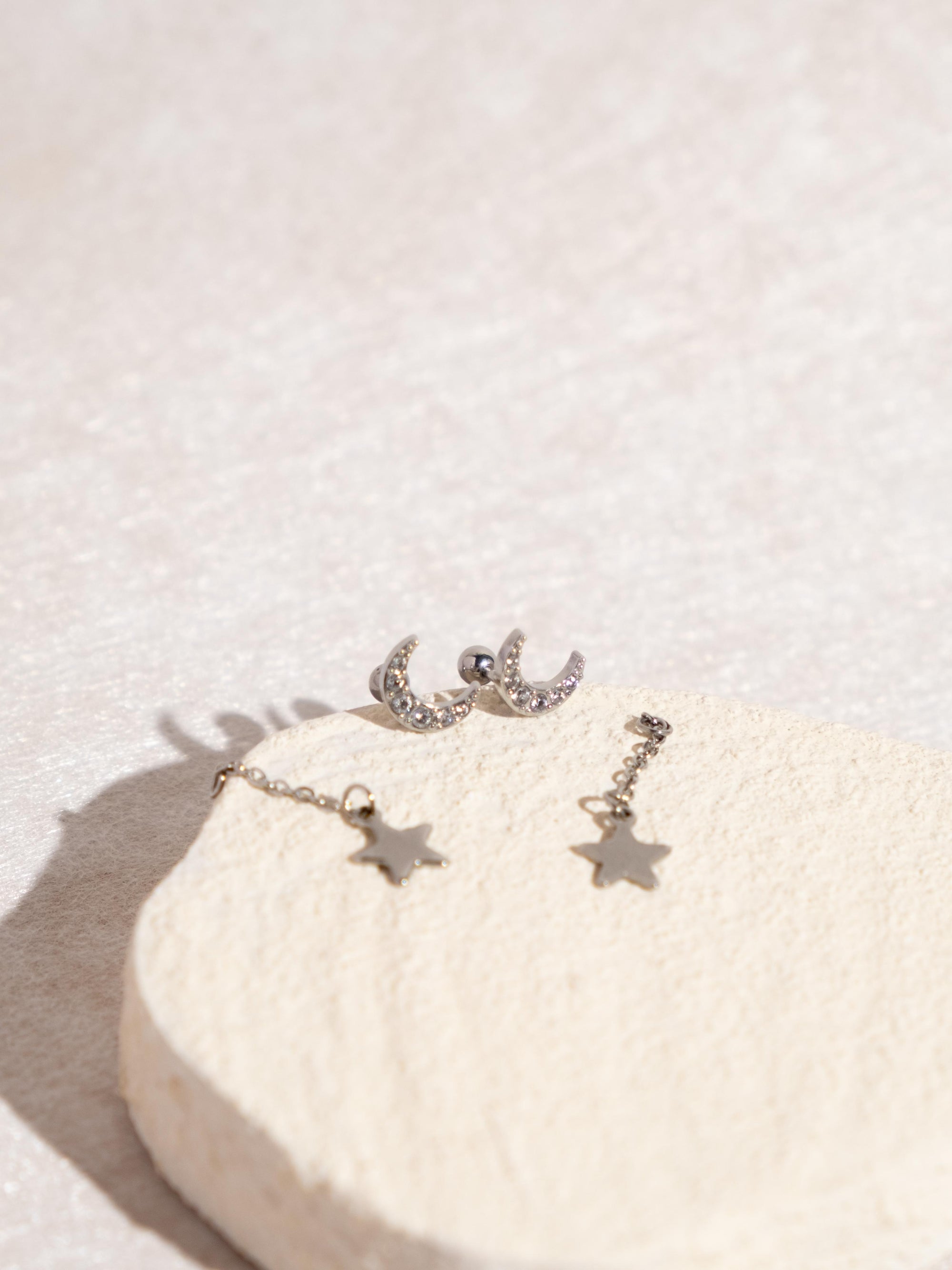 [TWILIGHT] Crescent Multi-Way Ball Stud Earrings (Nicolechowww x Myella) Stainless Steel