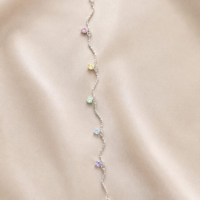 [RAINBOW] Cereal CZ Dangles 3mm Stainless Steel Bracelet - Myella Jewellery