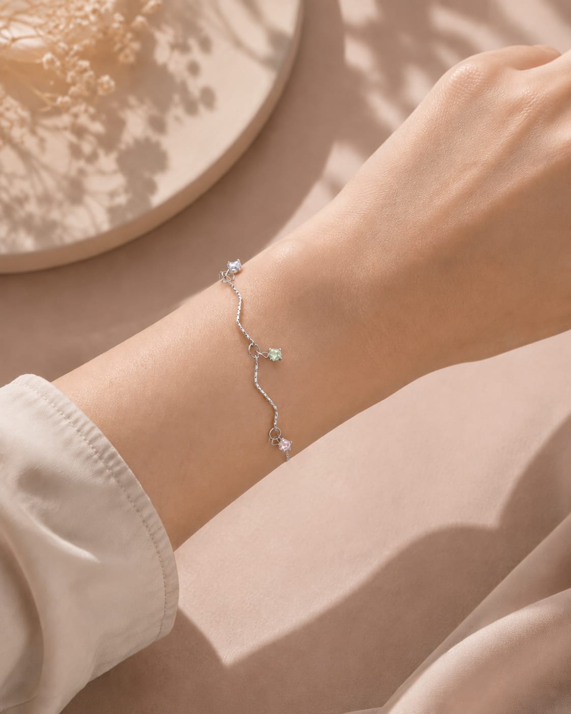 [RAINBOW] Cereal CZ Dangles 3mm Stainless Steel Bracelet - Myella Jewellery