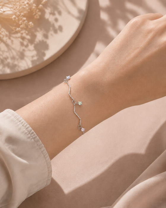 [RAINBOW] Cereal CZ Dangles 3mm Stainless Steel Bracelet - Myella Jewellery