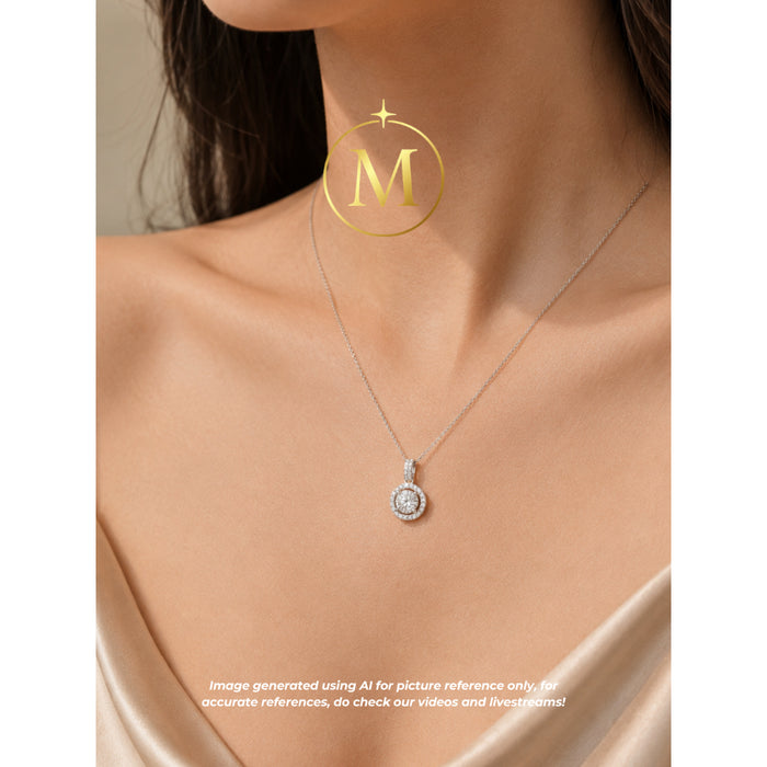[MYELLA LUXE] Halo Round Diamond 0.5CT Necklace - S925+Premium Plating+D Grade Moissanite