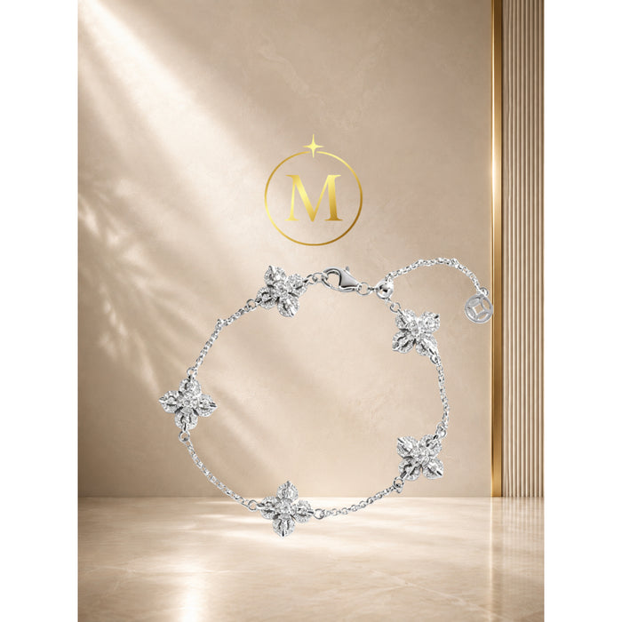 [MYELLA LUXE] Celeste Clover Bracelet - S925+Premium Plating+D Grade Moissanite